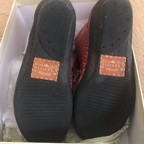 Spring Step L'Artiste Booties Camel+Red leather 7.5 - Picture 7 of 7